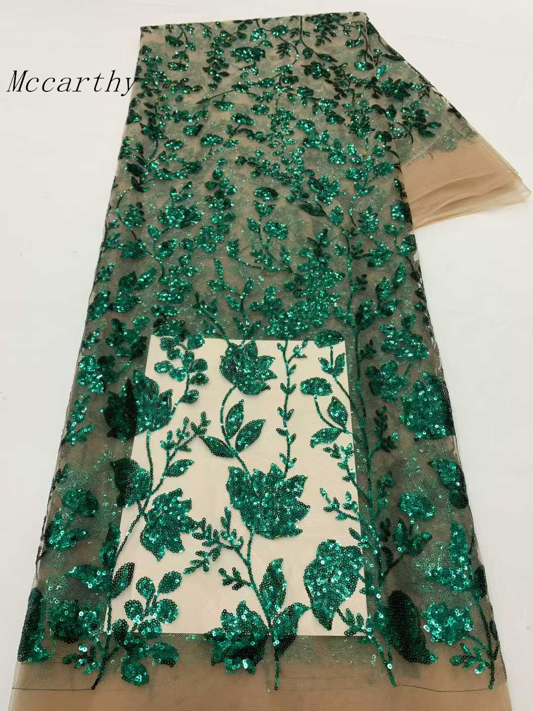 Embroidery Net Fabric - アフリカのレース生地、スパンコール付きナイジェリア刺繍、フランスのチュールメッシュネットレース生地、結婚式パーティーの素材、縫製用