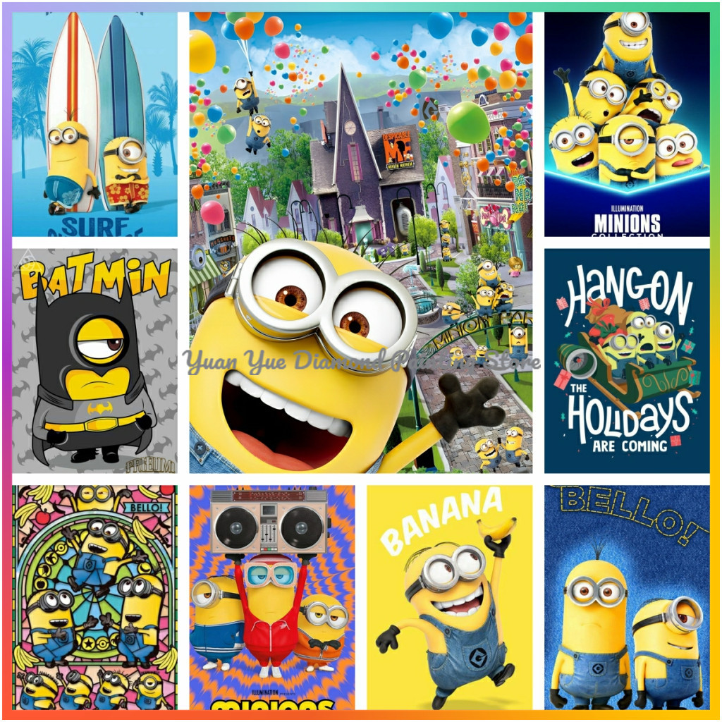Embroidery Love - 1pc フレームレスダイヤモンドペインティングかわいい-M-Minions 漫画素敵なダイヤモンドペインティングクロスステッチキットピクセルモザイク刺繍ホームデコ