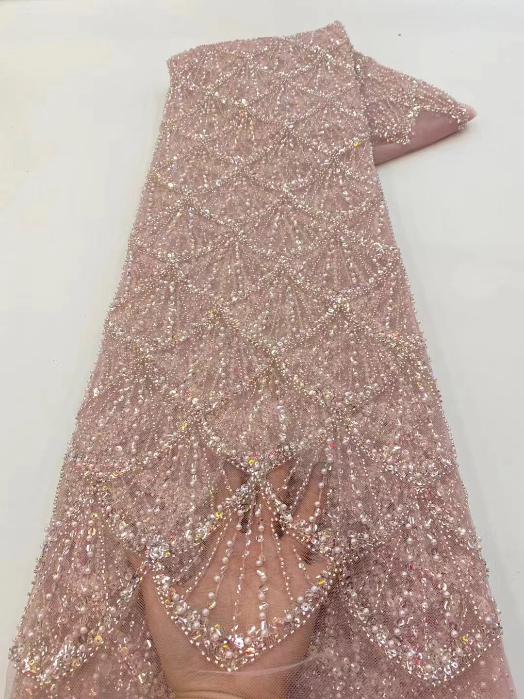 Embroidery Net Fabric - アフリカチュールレース生地 2026 フレンチネットスパンコール生地縫製刺繍ビーズレースチュールメッシュナイジェリアドレス 5 ヤード