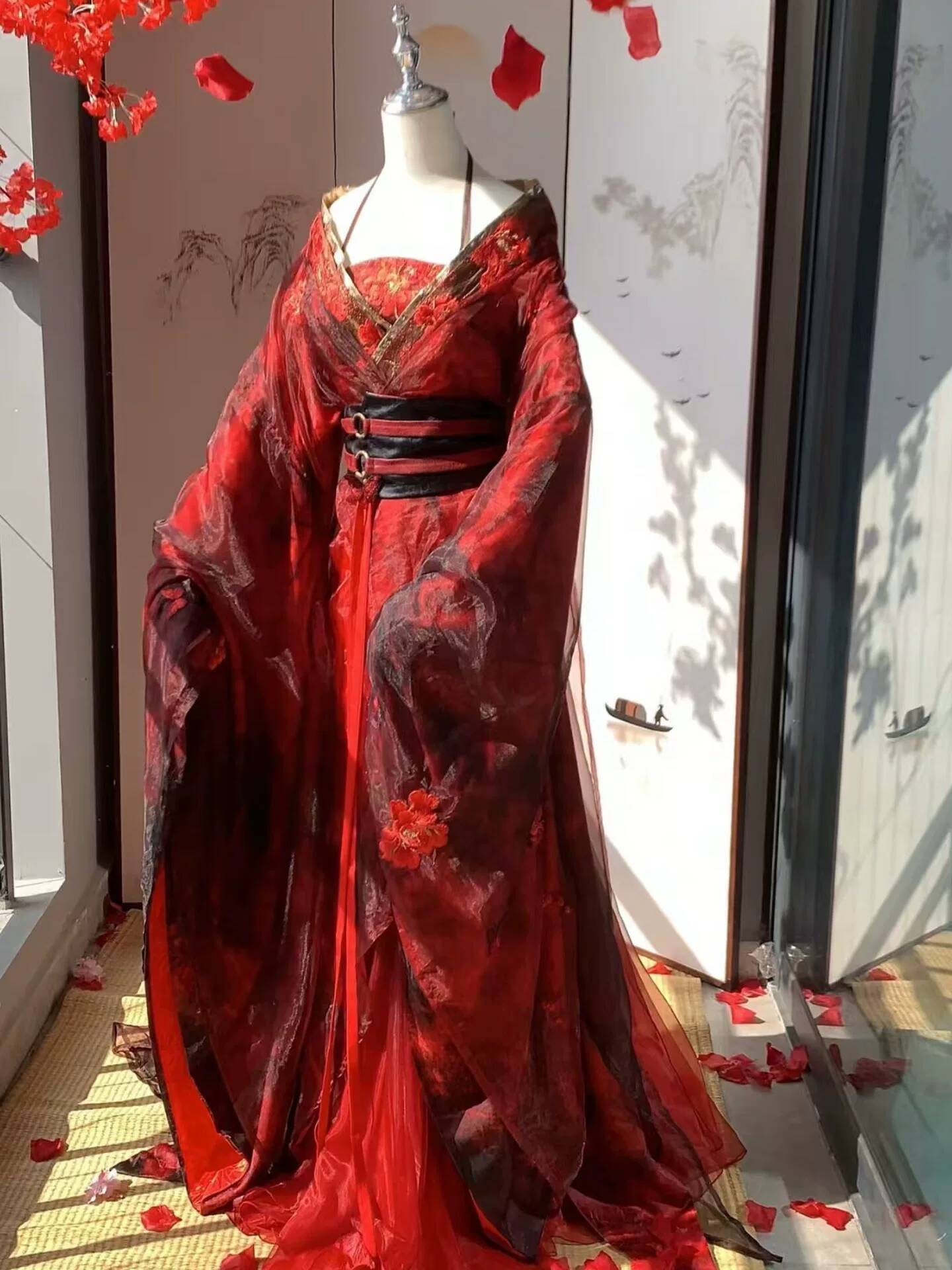 Embroidery Red - 新しいダチュラレッド漢服女性古代スタイル重工業刺繍戦国時代ローブ仙侠衣装ドラマ