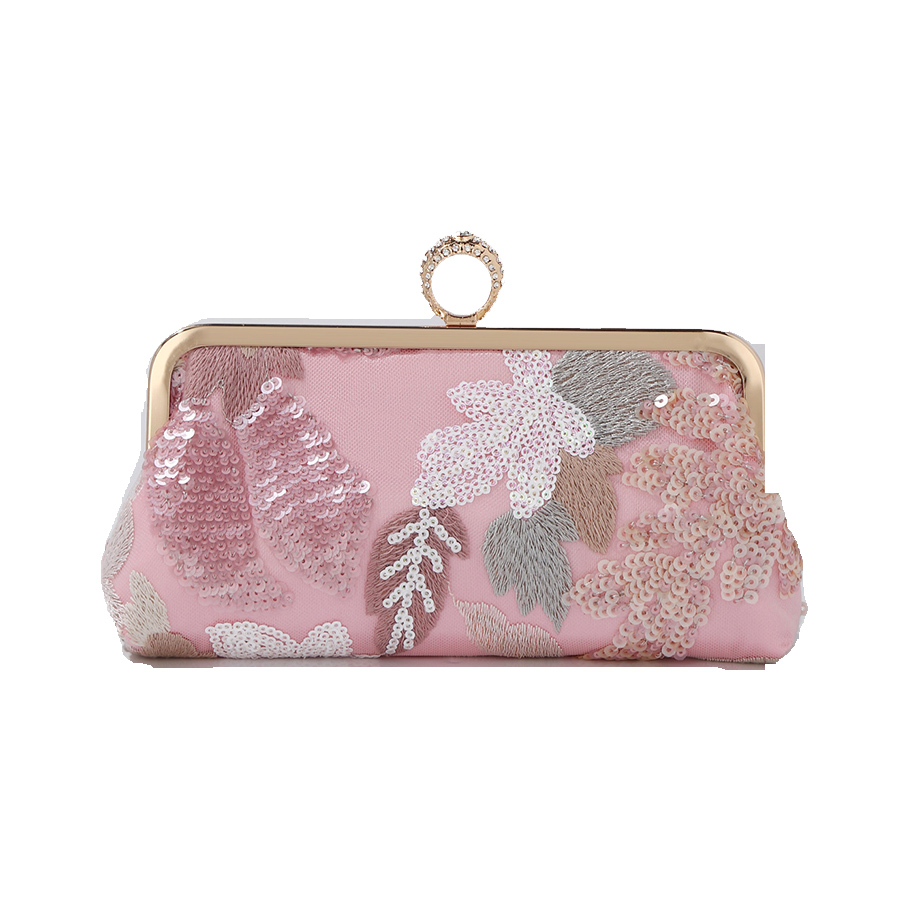 Embroidery Bali - スパンコール刺繍クラッチバッグ女性のためのチェーンショルダークロスボディバッグカジュアルサマービーチハンドバッグ女性バリパーティークリップ財布
