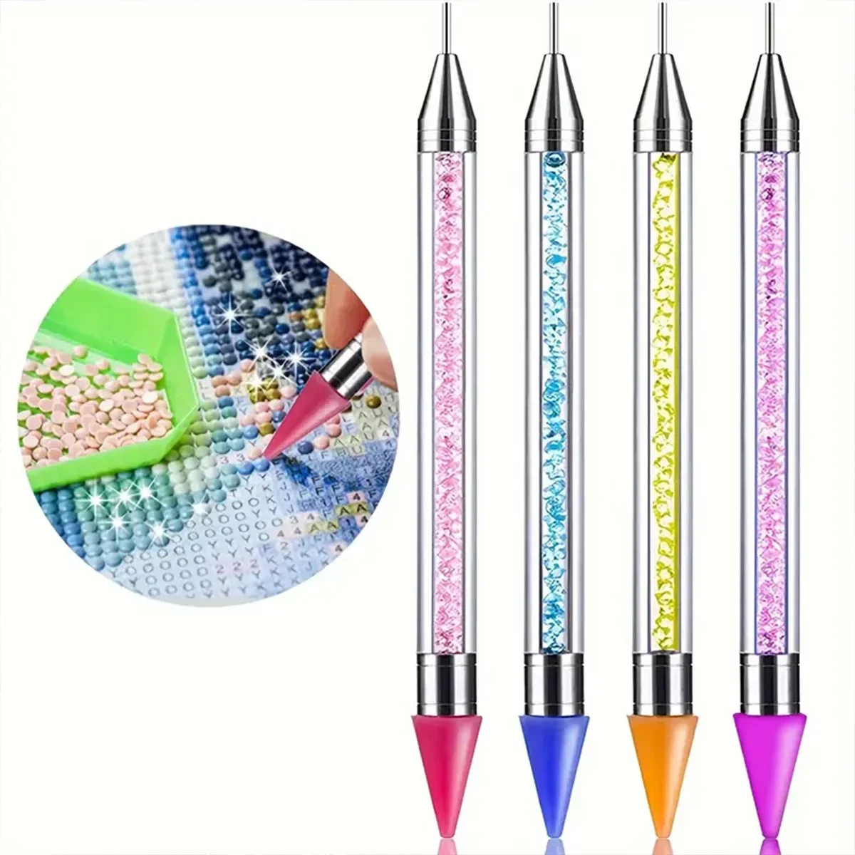 Embroidery Art - ワックスレスダイヤモンドペインティングツール、ダブルチップ粘土不使用のプロフェッショナルデザイン、5D DIYペインティングクラフトクロスステッチに最適