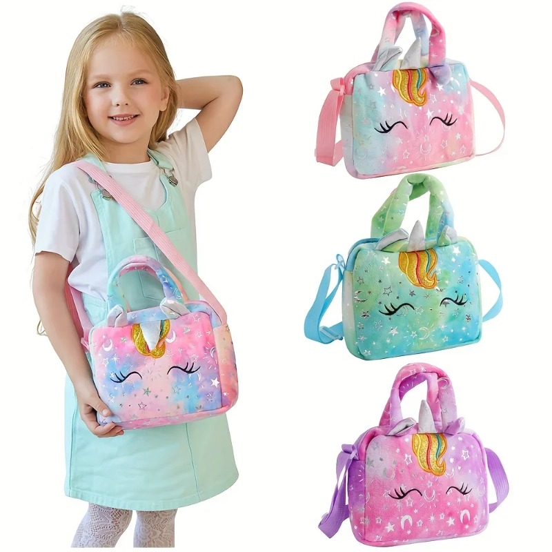 Embroidery Love - 甘いユニコーンハンドバッグ女の子のための素敵な子供クロスボディバッグ子供のギフト少女小さな財布