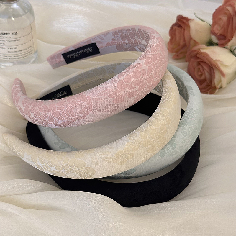 Embroidery Hoop - 女性のための花の刺flowerが付いたヘッドバンド、エレガントなヘッドバンド、無地のヘッドバンド、滑り止め、プレーンな色、花、ファッション