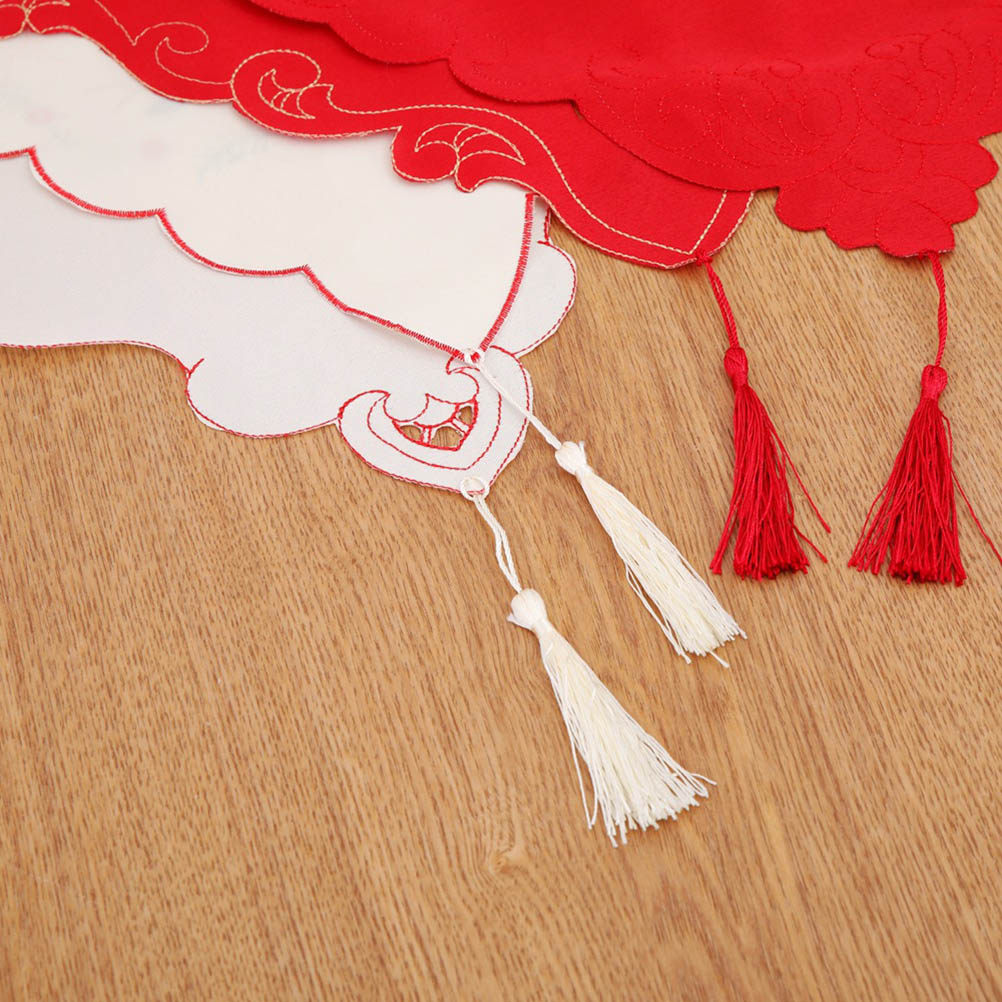 クリスマス刺繍テーブルクロスパターンレッドロングテーブルカバ - Embroidery Xmas Decorations のレビューと価格