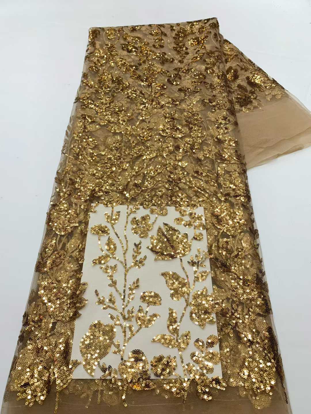 アフリカのレース生地、スパンコール付きナイジェリア刺繍、フラ - Embroidery Net Fabric のレビューと価格