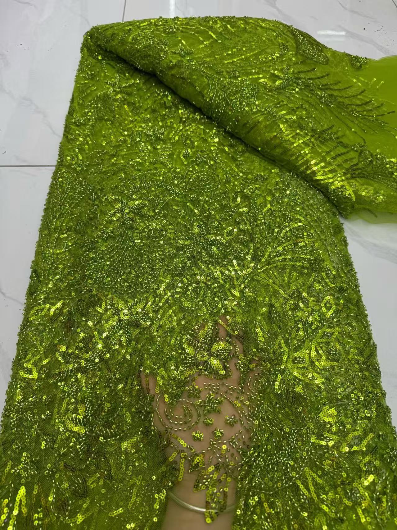 高品質刺繍の豪華なアフリカ生地、スパンコール付きネットレース - Embroidery Net Fabric のレビューと価格