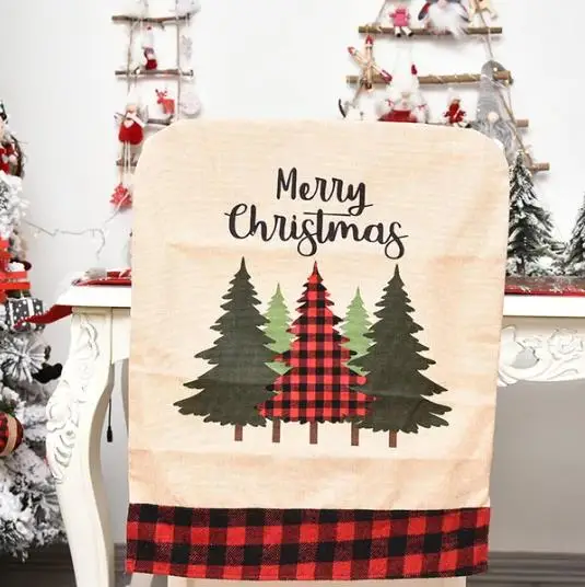 リネンクリスマスチェアカバー,花,木,ダイニングルームの装飾 - Embroidery Xmas Decorations のレビューと価格