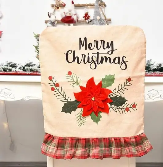 リネンクリスマスチェアカバー,花,木,ダイニングルームの装飾 - Embroidery Xmas Decorations のレビューと価格
