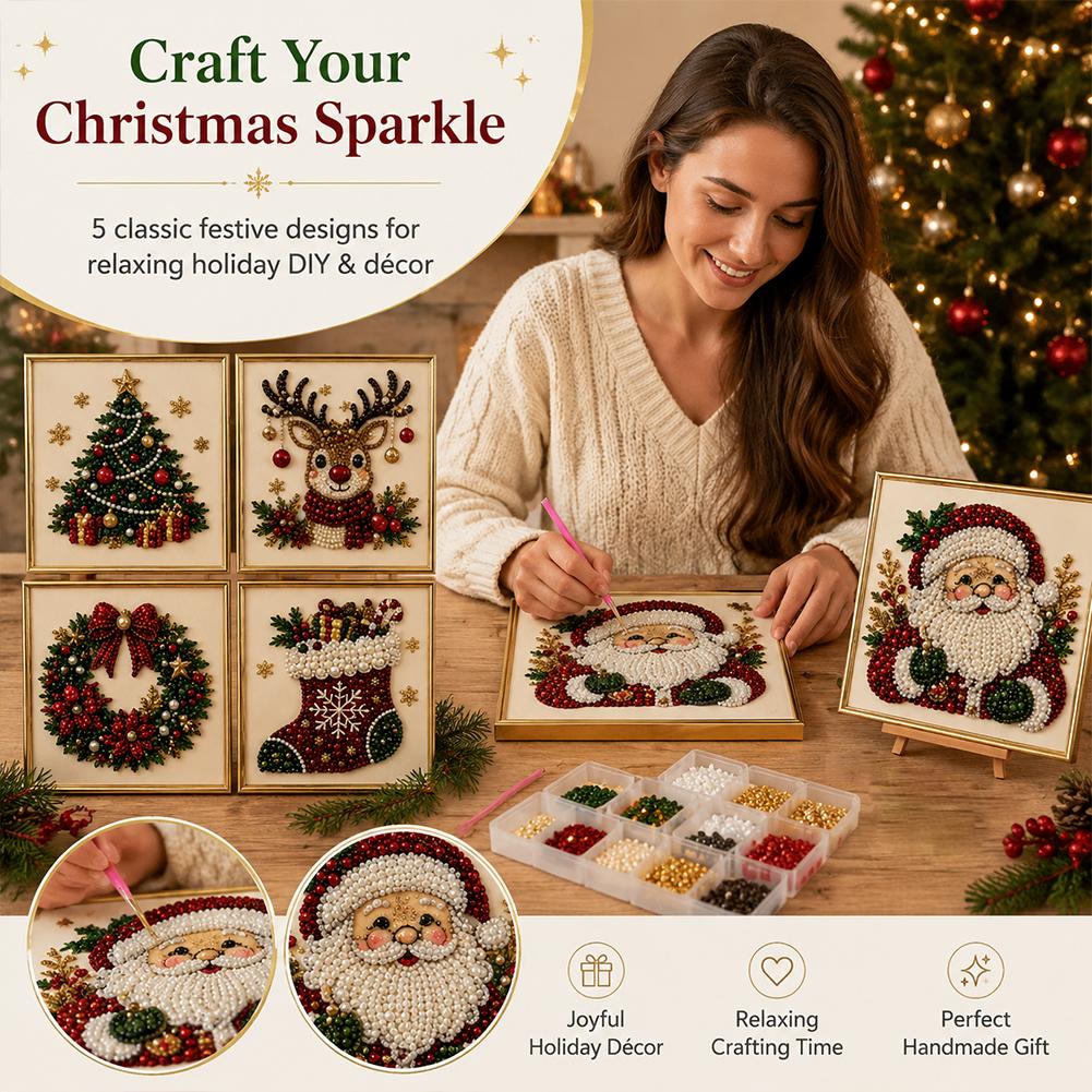 クリスマス サンタクロース パールアート DIYキット 額入 - Embroidery Frame のレビューと価格