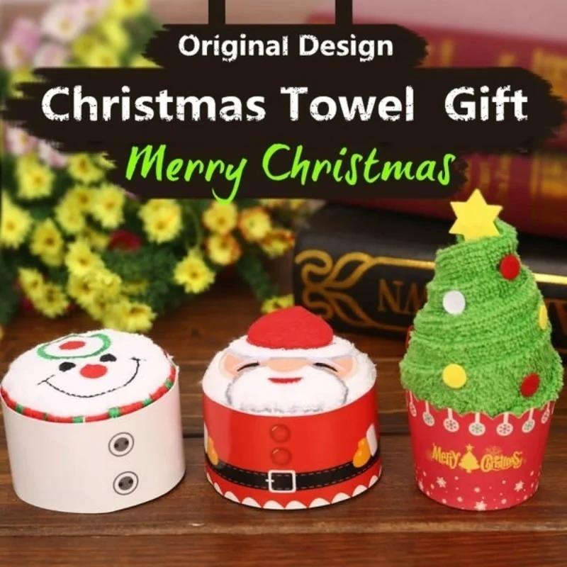 クリスマスタオル 30*30 センチメートルかわいいケーキ型 - Embroidery Xmas Decorations のレビューと価格