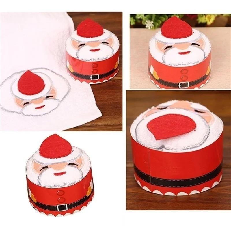 クリスマスタオル 30*30 センチメートルかわいいケーキ型 - Embroidery Xmas Decorations のレビューと価格