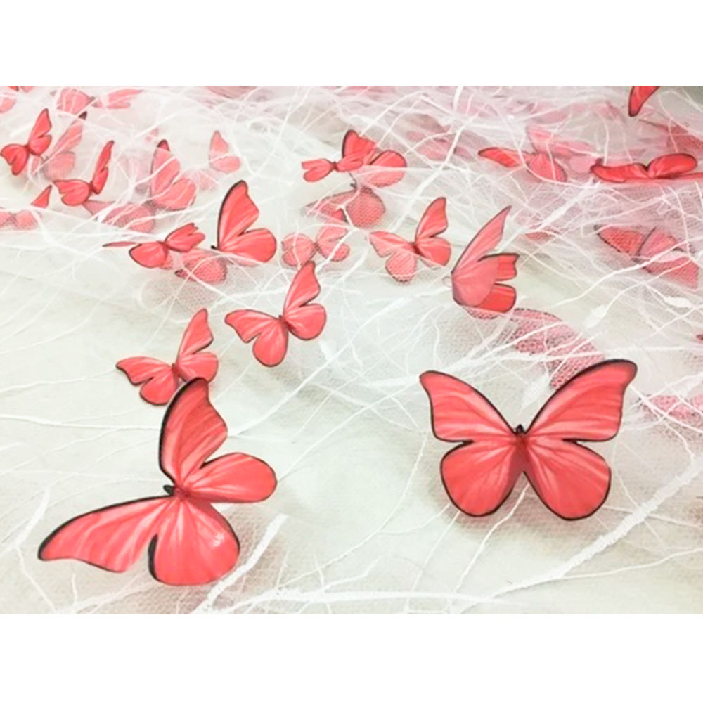 3Dバタフライフラワーレースメッシュ生地、黒、透明、青、ウェ - Embroidery Design 3D のレビューと価格