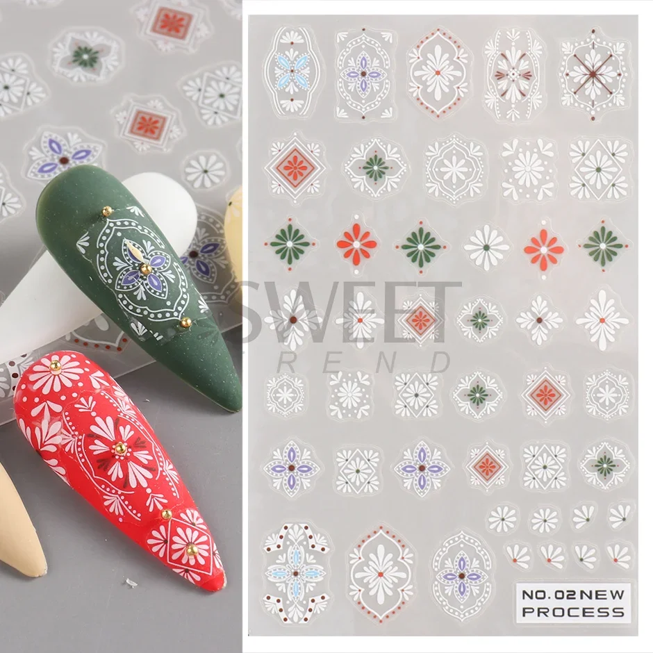 3D ボヘミアン マット 新作 ネイルステッカー チャーム  - Embroidery Design 3D のレビューと価格