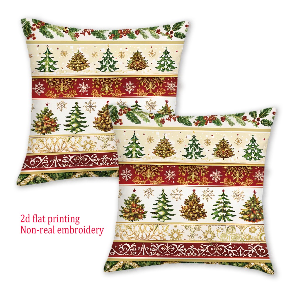 2個、2Dフラットメリークリスマスプリントクッションカバー、 - Embroidery Xmas Decorations のレビューと価格
