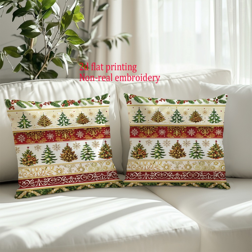 2個、2Dフラットメリークリスマスプリントクッションカバー、 - Embroidery Xmas Decorations のレビューと価格
