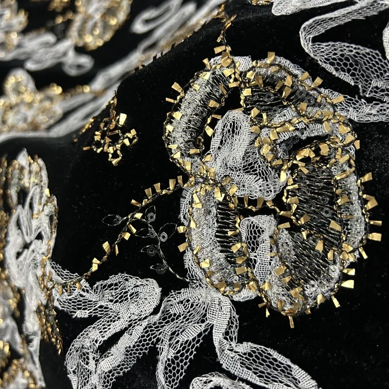 高級金糸3D編み込み刺繍ベルベット生地、トップスやジャケット - Embroidery Design 3D のレビューと価格