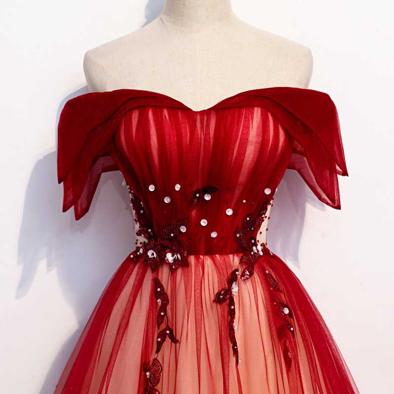 2026年新作 夏 ロングスタイル フェアリー イブニングド - Embroidery Red のレビューと価格