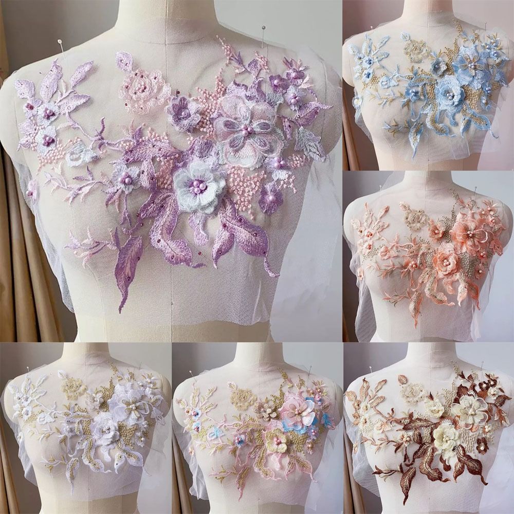 ファッションエレガントカラフルスパンコール刺繍パッチ3Dフラ - Embroidery Flower Pattern のレビューと価格