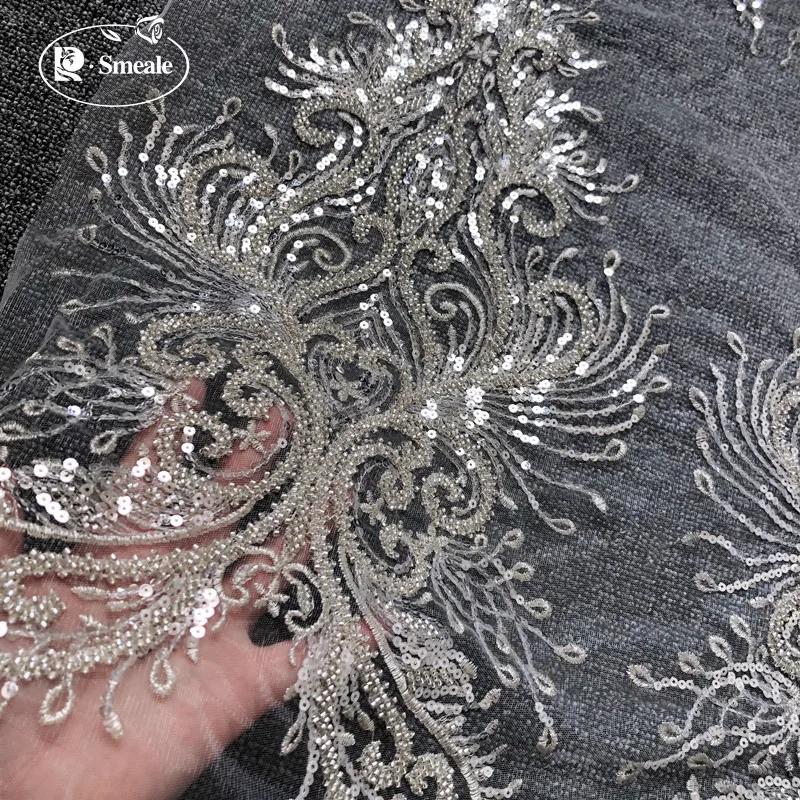 3 デザイン シルバー暗号化ビーズ刺繍スパンコール襟アップリ - Embroidery Design 3D のレビューと価格