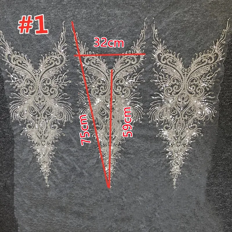3 デザイン シルバー暗号化ビーズ刺繍スパンコール襟アップリ - Embroidery Design 3D のレビューと価格