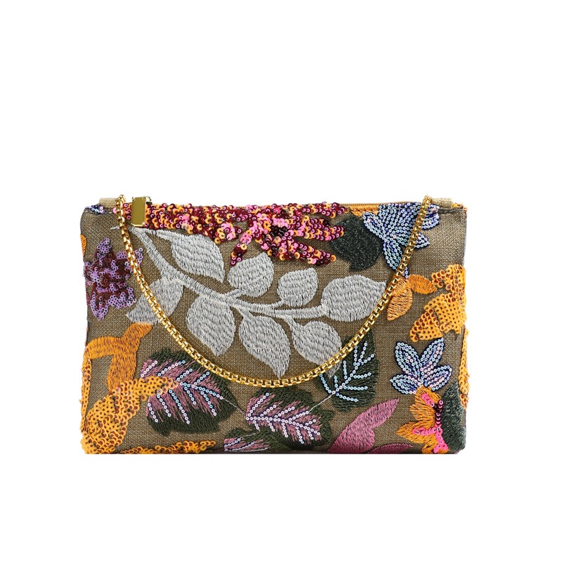 スパンコール刺繍クラッチバッグ女性用チェーンショルダークロス - Embroidery Bali のレビューと価格