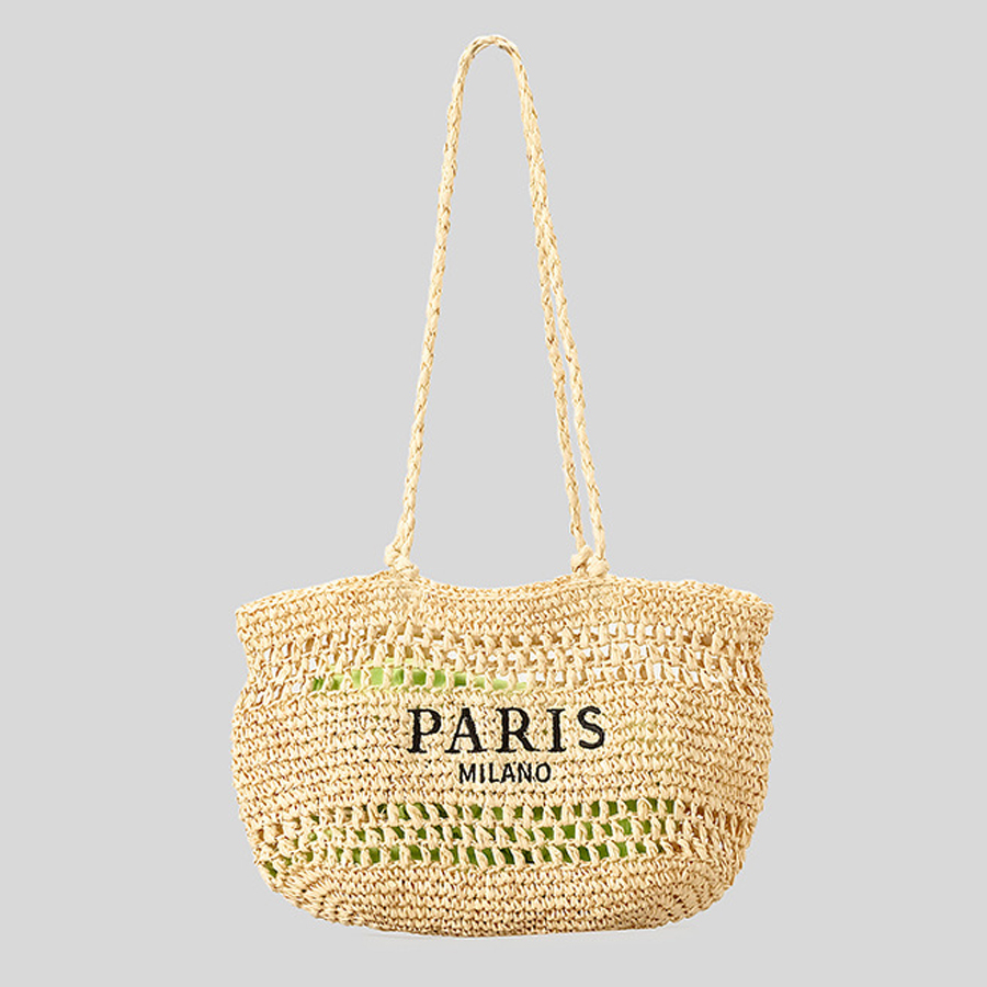 カジュアル中空わらトートバッグ手紙刺繍織女性ショルダーバッグ - Embroidery Bali のレビューと価格