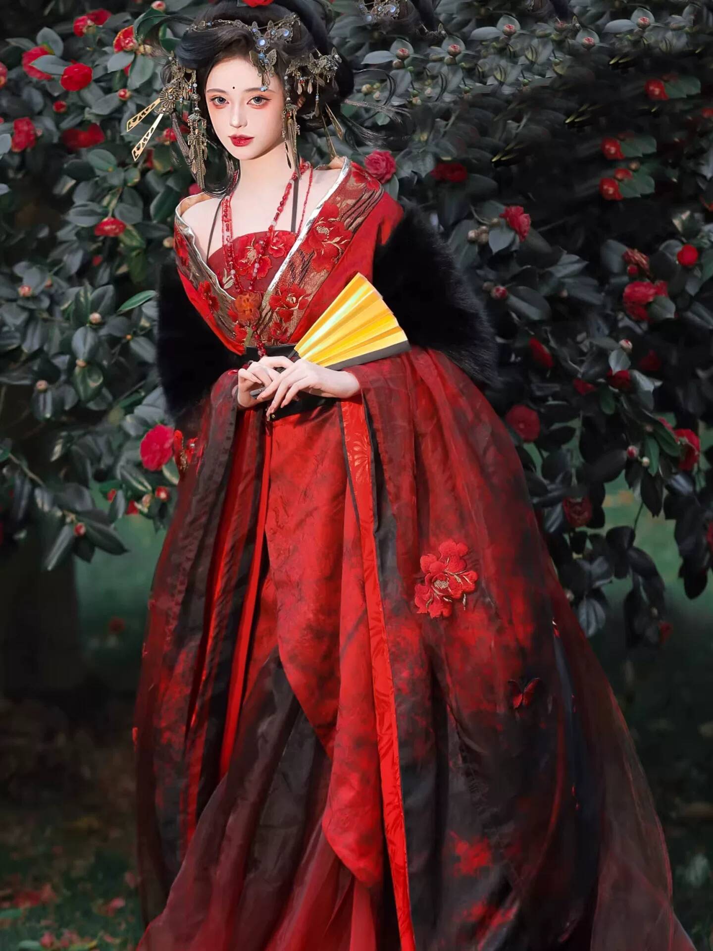 新しいダチュラレッド漢服女性古代スタイル重工業刺繍戦国時代ロ - Embroidery Red のレビューと価格