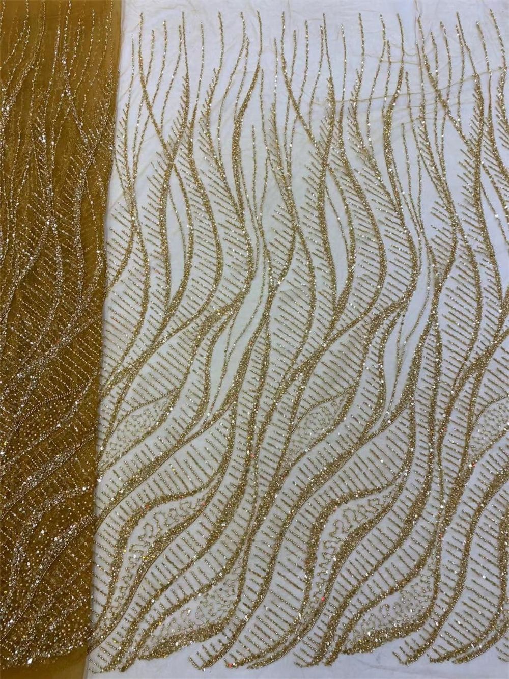 アフリカンクリスタルビーズ生地,フレンチメッシュチュール,ウ - Embroidery Net Fabric のレビューと価格