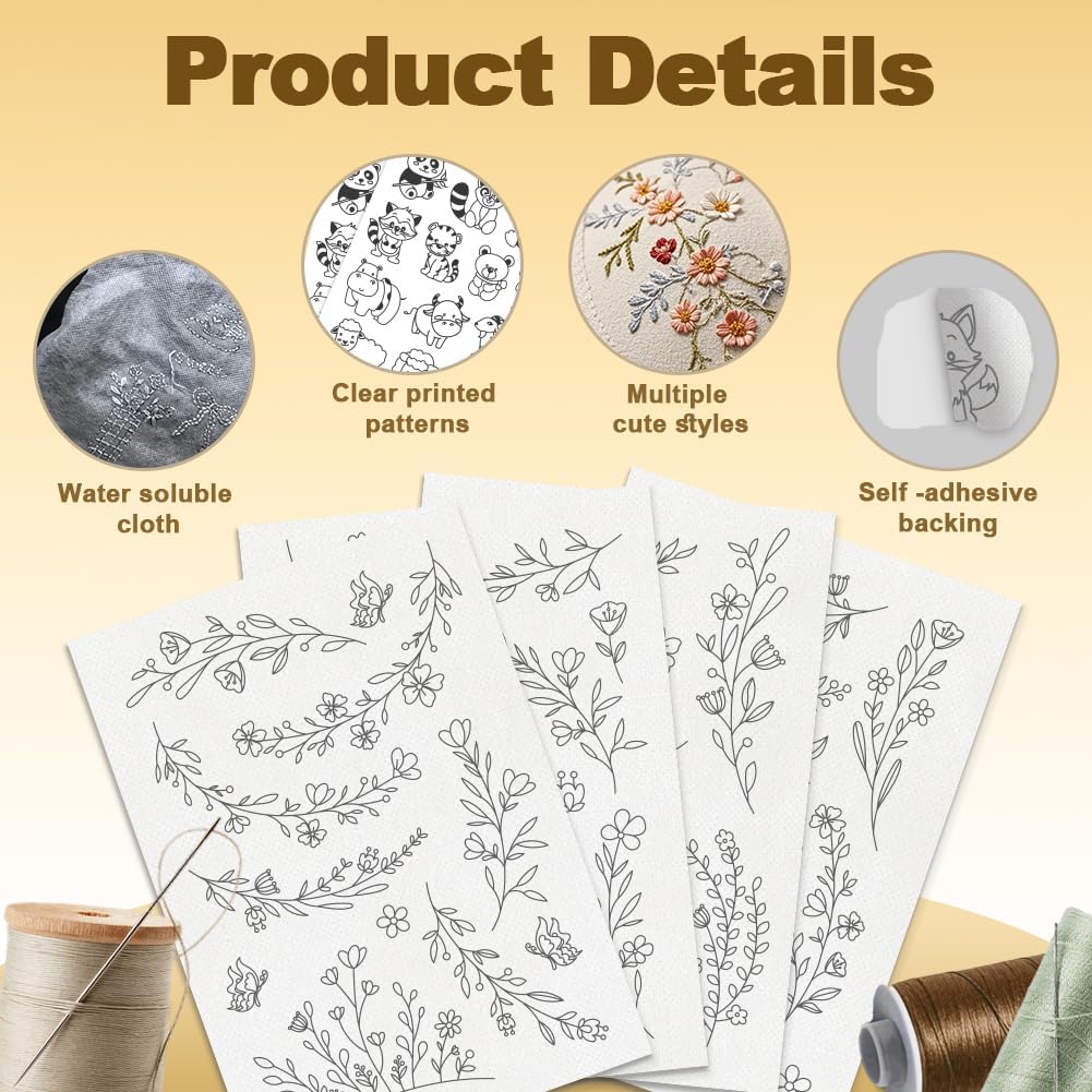 水溶性刺繍安定紙 スティックステッチ 洗い落とせるシート 花 - Embroidery Flower Pattern のレビューと価格