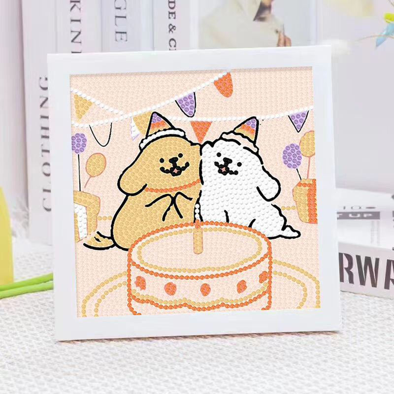 漫画ライン子犬クリスタルダイヤモンドフレーム装飾絵画 5D  - Embroidery Frame のレビューと価格