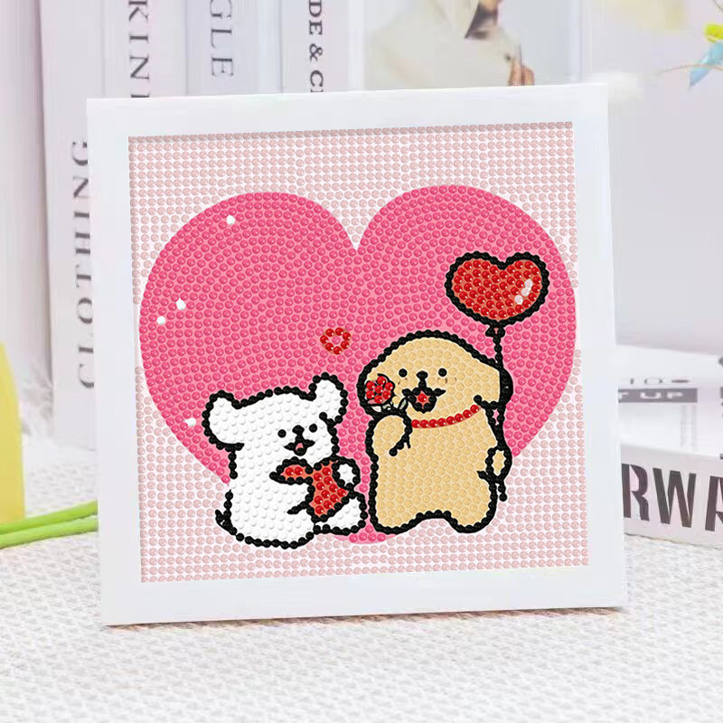 漫画ライン子犬クリスタルダイヤモンドフレーム装飾絵画 5D  - Embroidery Frame のレビューと価格