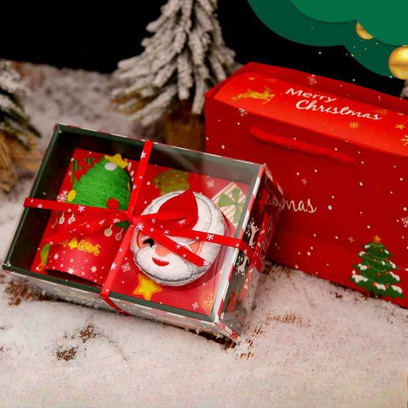 クリスマスタオル 30*30 センチメートルかわいいケーキ型 - Embroidery Xmas Decorations のレビューと価格