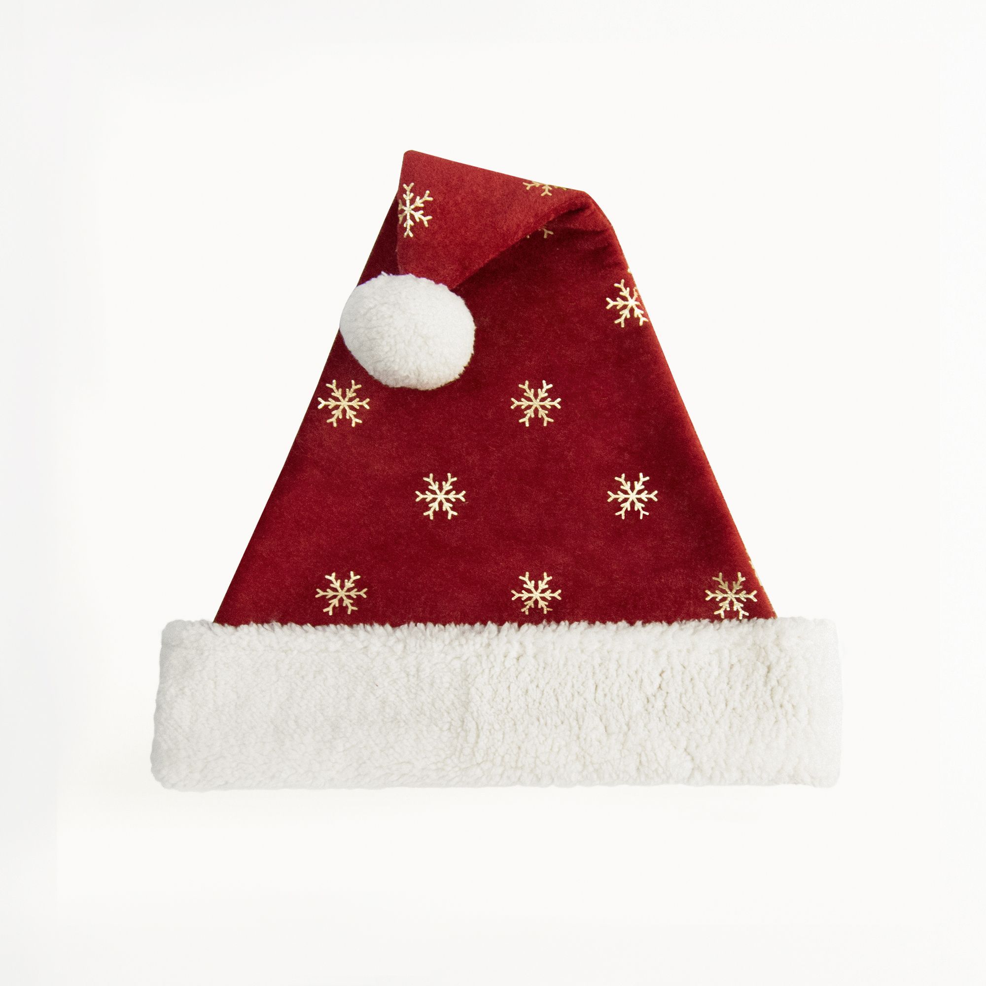 クリスマスハット バーガンディベルベット ゴールドの雪の結晶 - Embroidery Xmas Decorations のレビューと価格