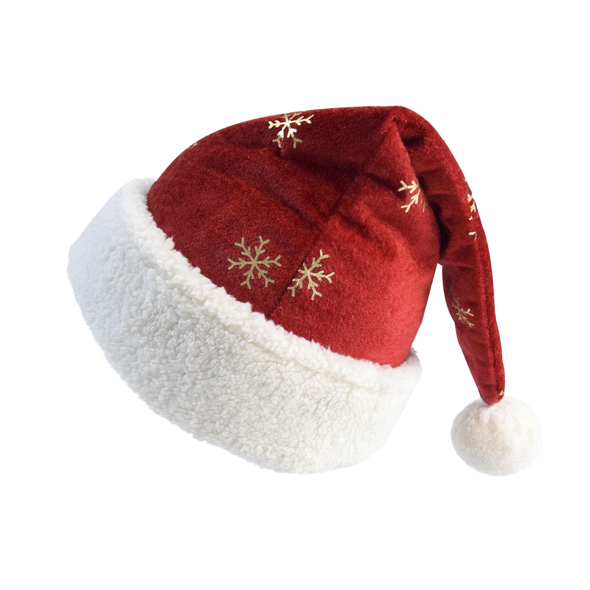 クリスマスハット バーガンディベルベット ゴールドの雪の結晶 - Embroidery Xmas Decorations のレビューと価格