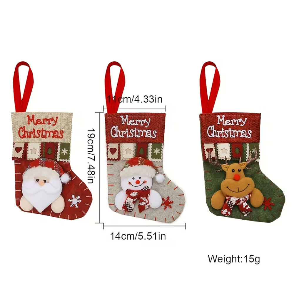 1ピースのクリスマス装飾ストッキング、3Dクリスマスドールス - Embroidery Design 3D のレビューと価格