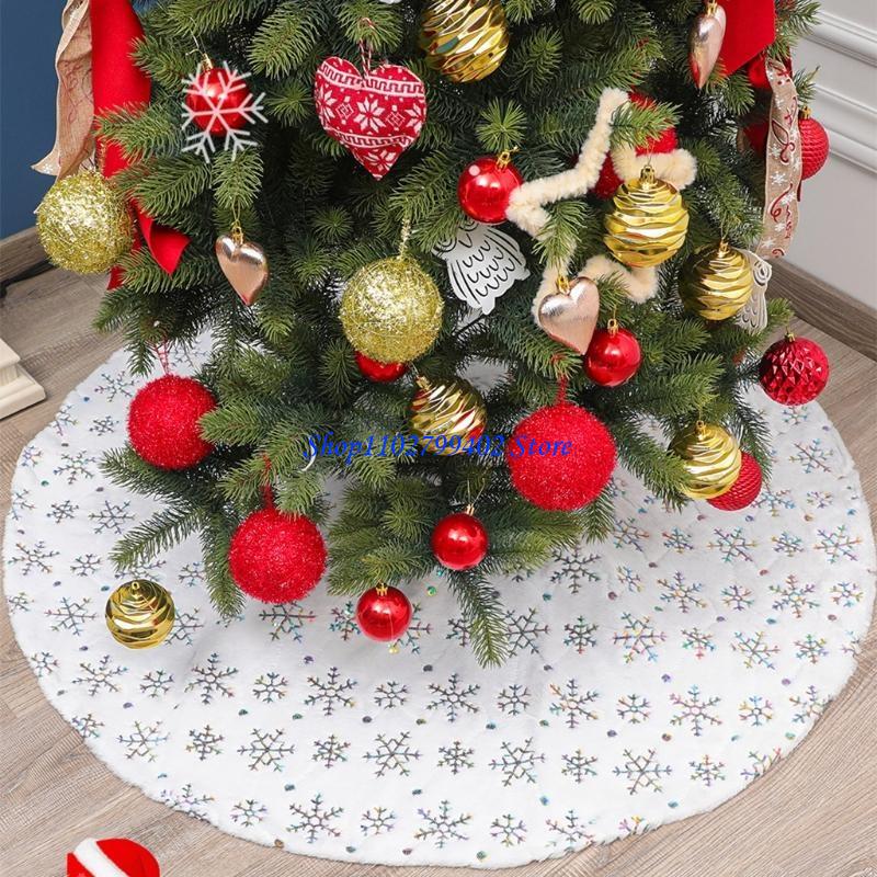 547f白いぬいぐるみクリスマスツリースカート銀のスパンコー - Embroidery Xmas Decorations のレビューと価格