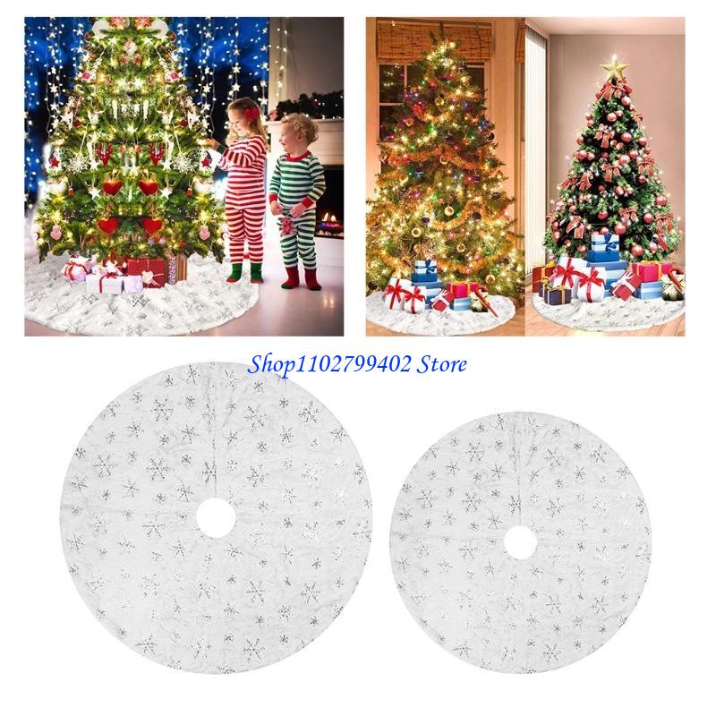 547f白いぬいぐるみクリスマスツリースカート銀のスパンコー - Embroidery Xmas Decorations のレビューと価格