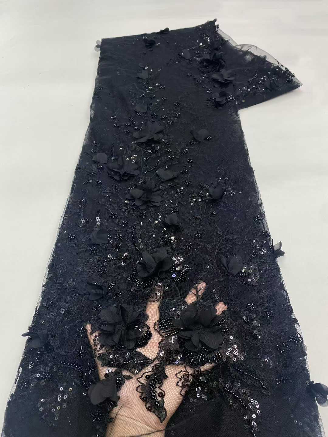 新デザインのアフリカチュールレース生地2025高品質3Dフラ - Embroidery Design 3D のレビューと価格