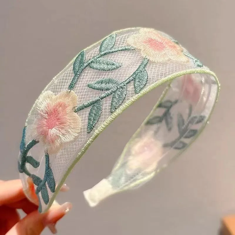 1/3 個エレガントなシフォン刺繍フラワーヘアバンド – 甘 - Embroidery Hoop のレビューと価格