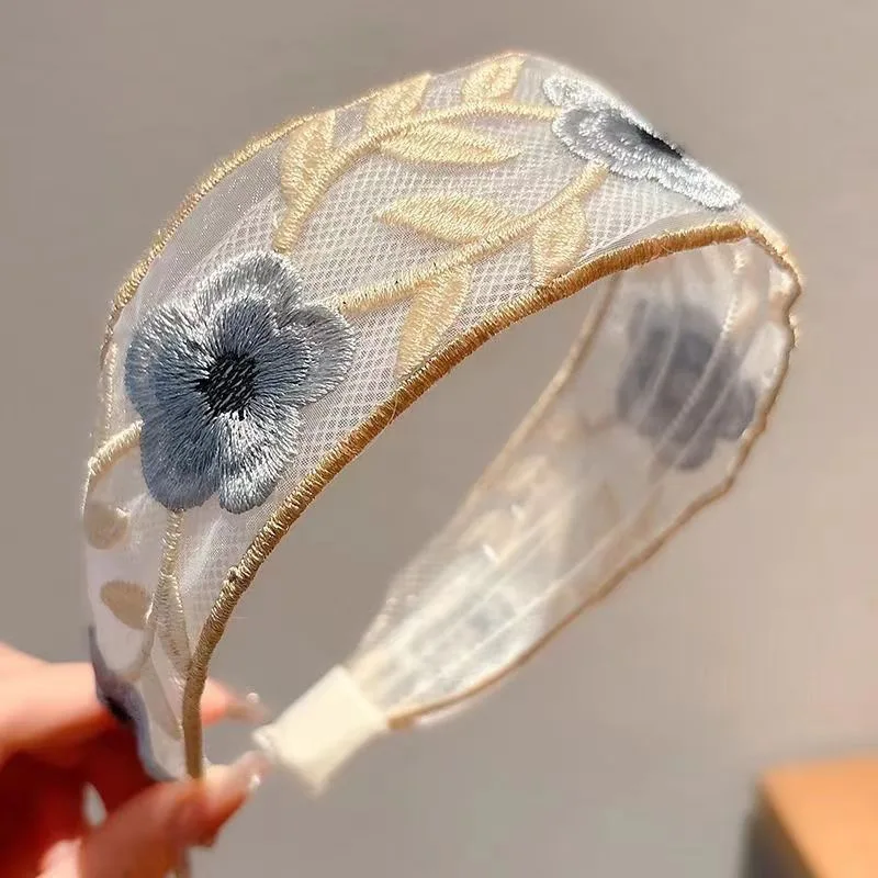 1/3 個エレガントなシフォン刺繍フラワーヘアバンド – 甘 - Embroidery Hoop のレビューと価格