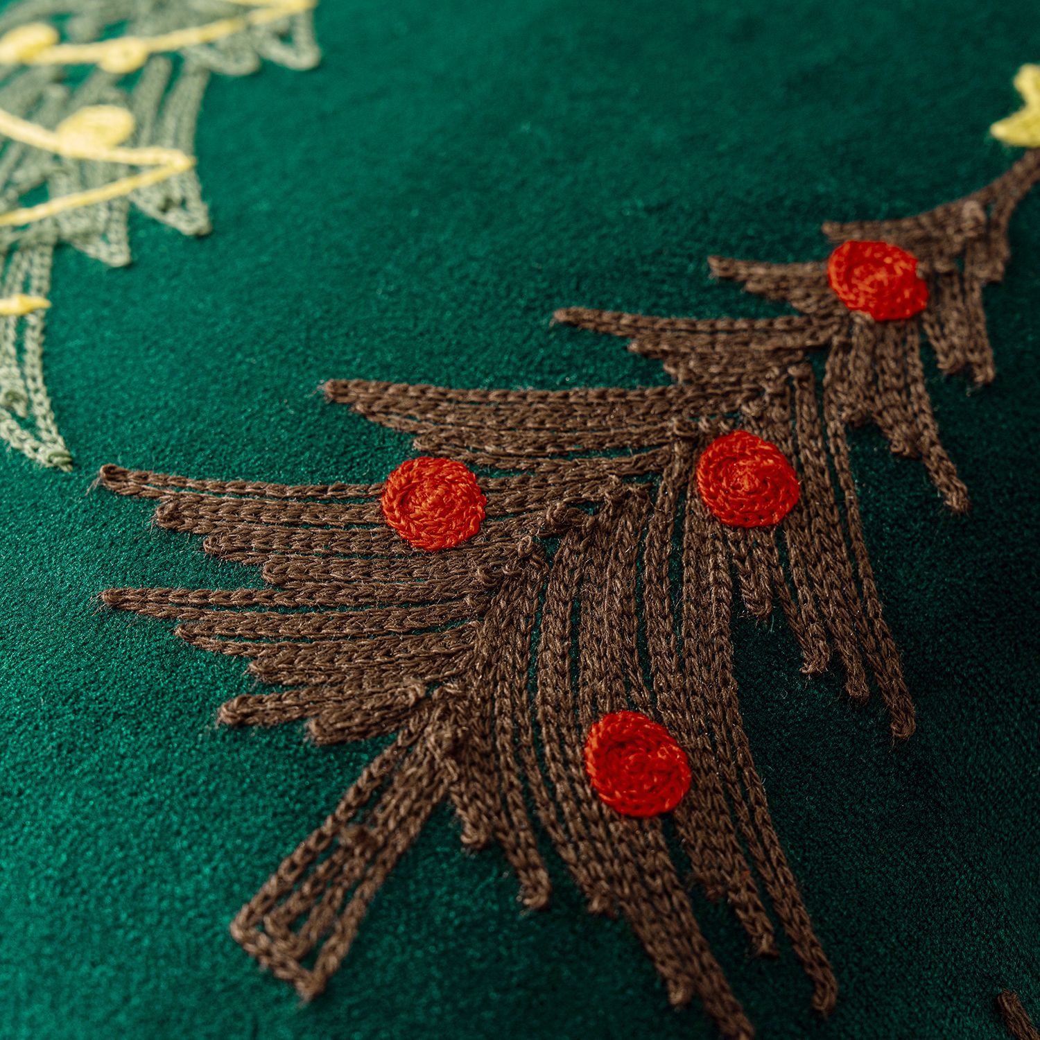 1pc 刺繍クッションカバー クリスマス枕カバー グリーン  - Embroidery Xmas Decorations のレビューと価格