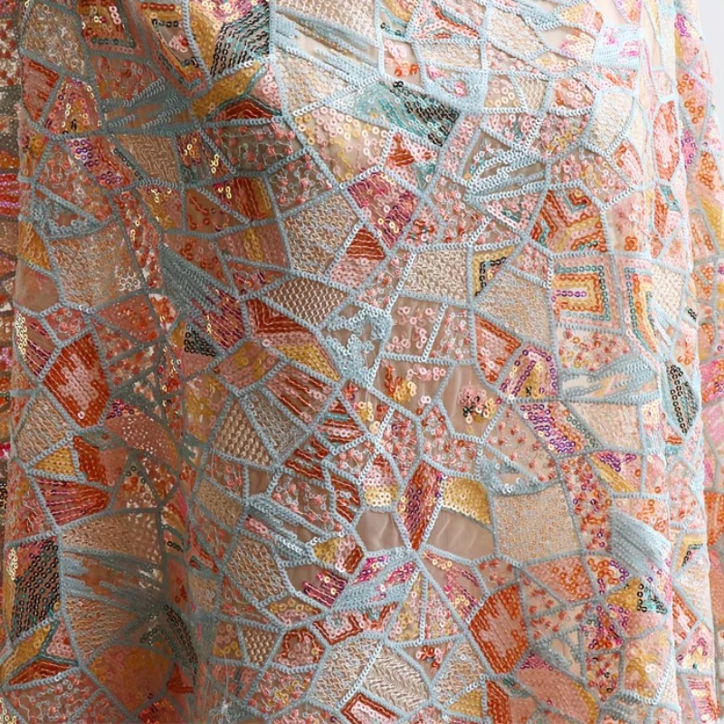 幾何学刺繍 3D 業界ゴージャスな不規則なスパンコールレース - Embroidery Design 3D のレビューと価格