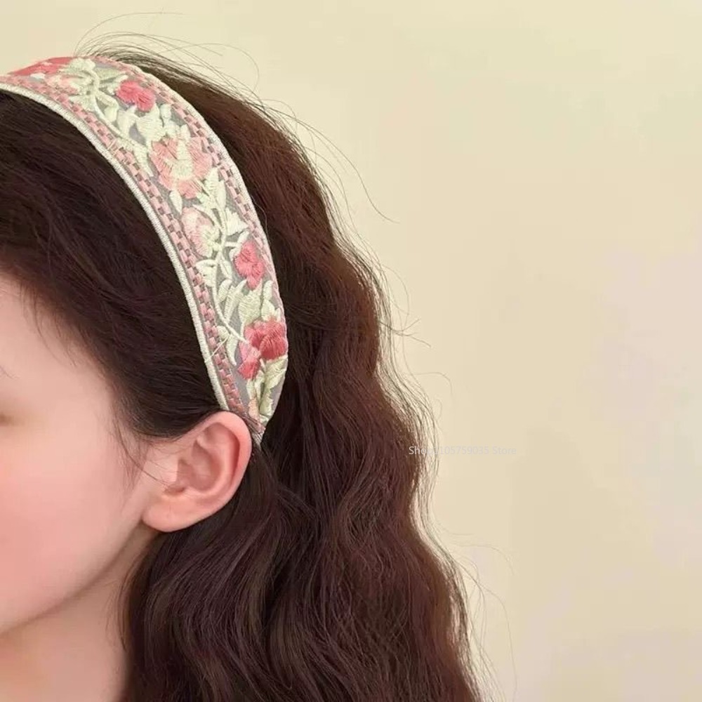 春のレース刺繍花柄ヘッドバンド新しいエレガントなシフォンつば - Embroidery Hoop のレビューと価格