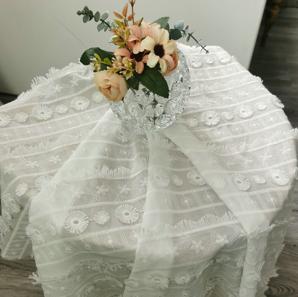 最新のオールコットン3D花柄タッセルレース刺繍生地、衣類、テ - Embroidery Design 3D のレビューと価格