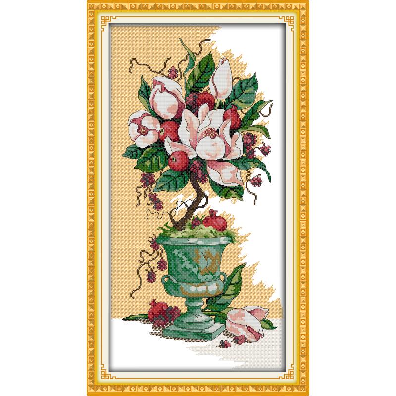モクレンローズフラワーボールとティーポットカウントクロスステ - Embroidery Flower Pattern のレビューと価格