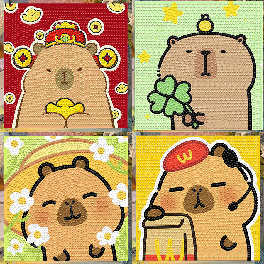 漫画カピバラクリスタルダイヤモンド装飾絵画フレームアート絵画 - Embroidery Frame のレビューと価格